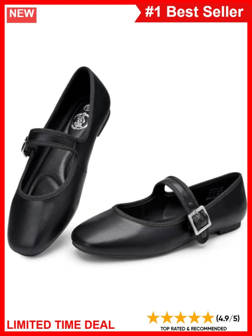 Women's Velvet Mary Jane Ballet Flats Square Toe Cushioned Buckle